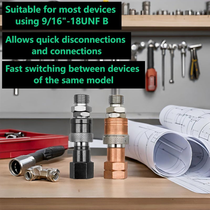 YBMTE Oxy Acetylene Torch Quick Connects Fittings | Upgraded QDB10 Set with Check Valves | Fit 9/16"-18UNF B | Heavy-duty Safe and Durable leak-proof Design |Special Corrosion-Resistant Materials|OEM - Image 3